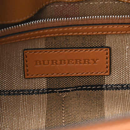 Burberry Grainy Calfskin Canvas Mega Check Medium Ashby Tassel Hobo Saddle Brown 6 of 11
