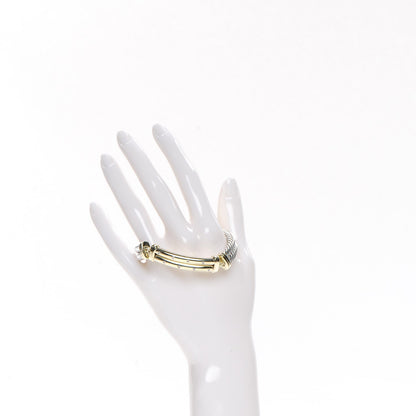 David Yurman Sterling Silver 14K Yellow Gold Diamond 10mm Metro Double Cable Bracelet 2 of 7