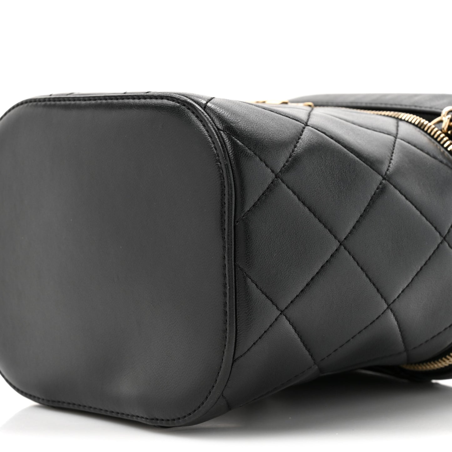 Lambskin Quilted Trendy Vanity Case Black