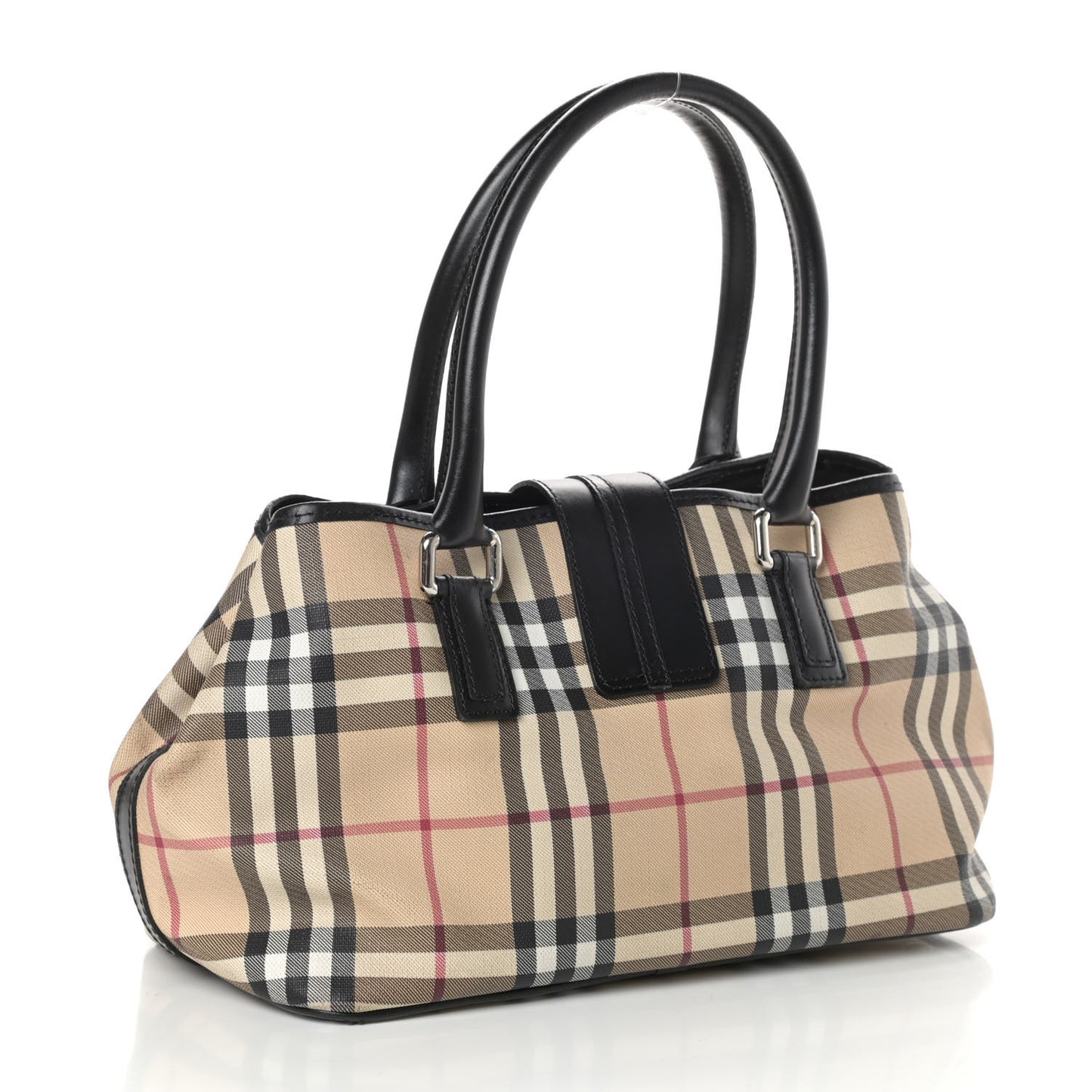 House Check Buckle Tote Black