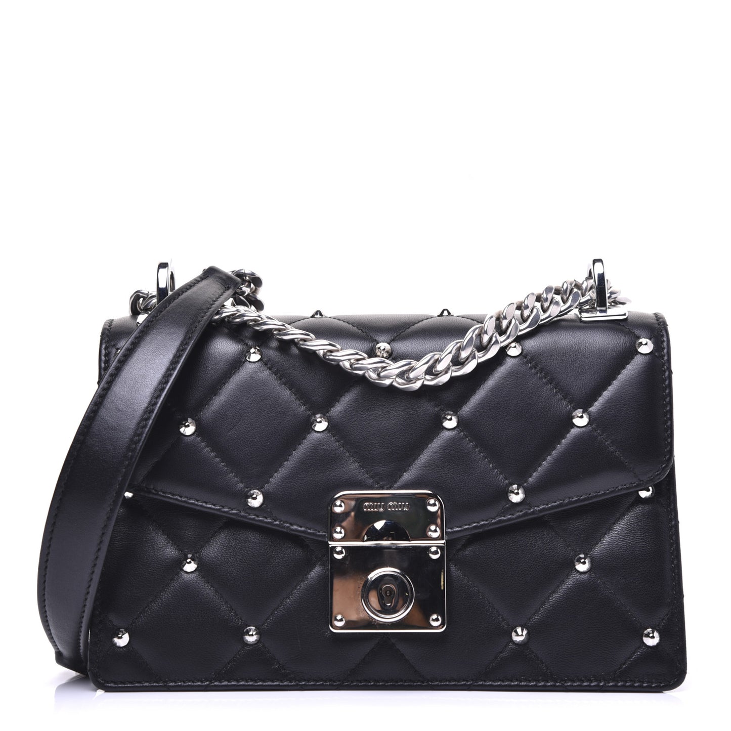 Pattina Nappa Crystal Studded Borchie Flap Bag Black