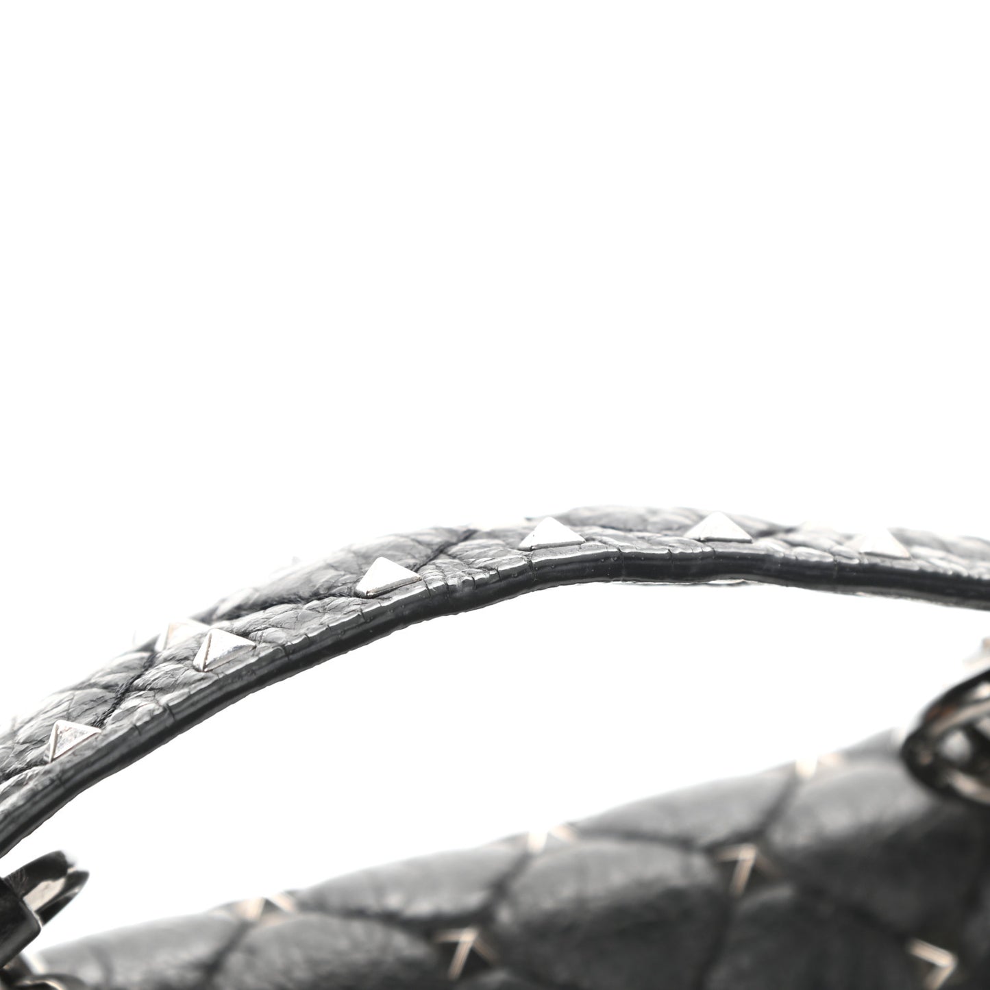 Craquele Nappa Small Rockstud Spike Shoulder Bag Black