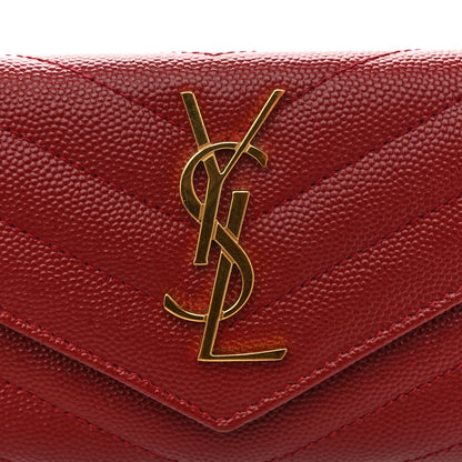 Saint Laurent Grain De Poudre Matelasse Chevron Small Monogram Envelope Wallet Bordeaux 10 of 11