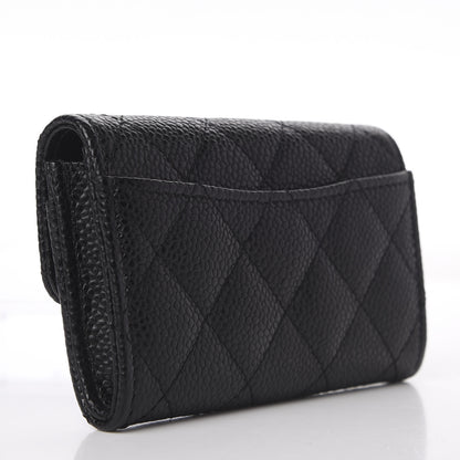 Chanel Caviar Quilted Flap Card Holder Wallet Black 3 of 9