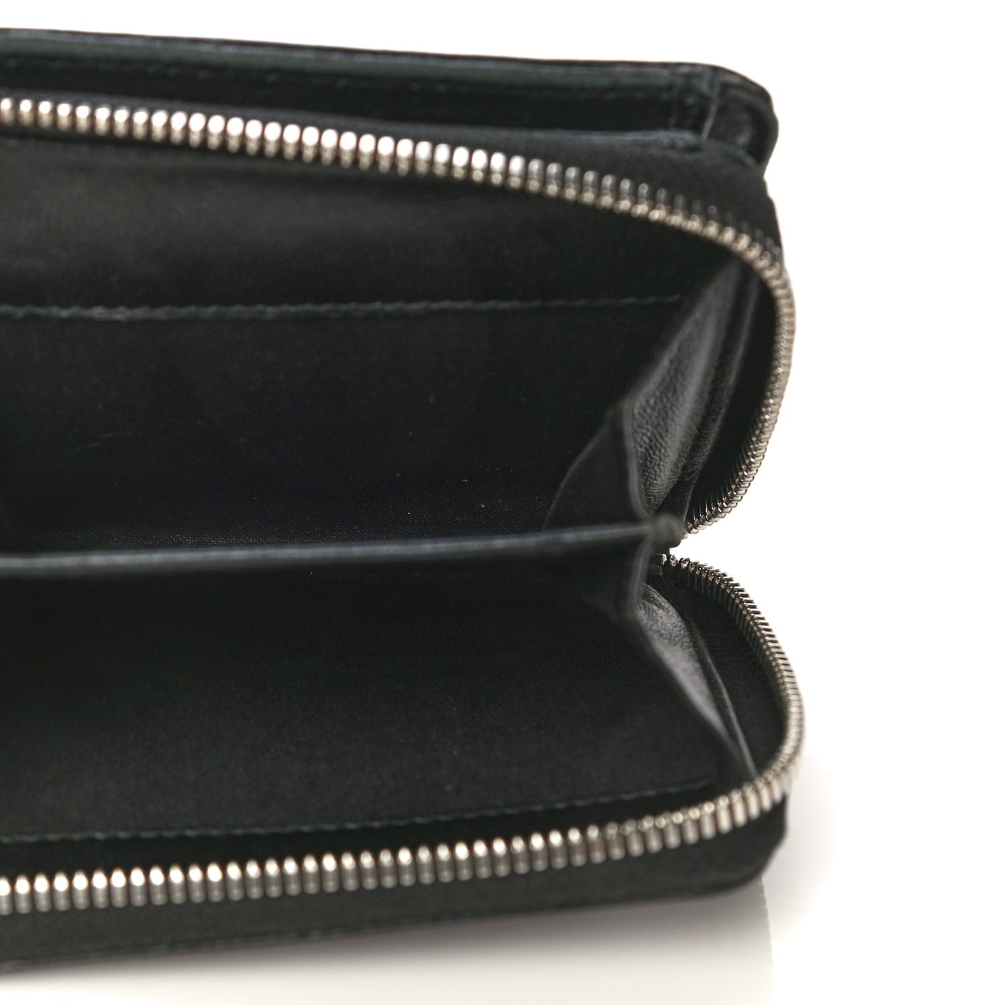 Glitter Calfskin Logo Everyday Multi Zip Wallet Purple