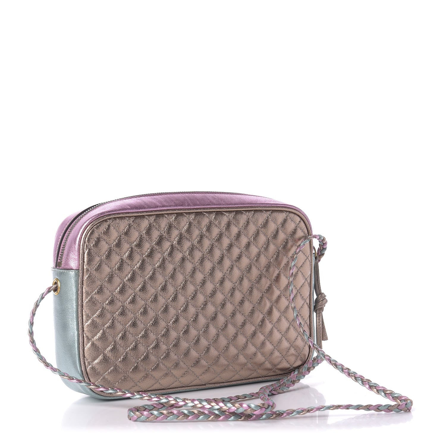 Gucci Laminated Nappa Trapuntata Small Zumi Shoulder Bag Rosa Lago Rame 3 of 12
