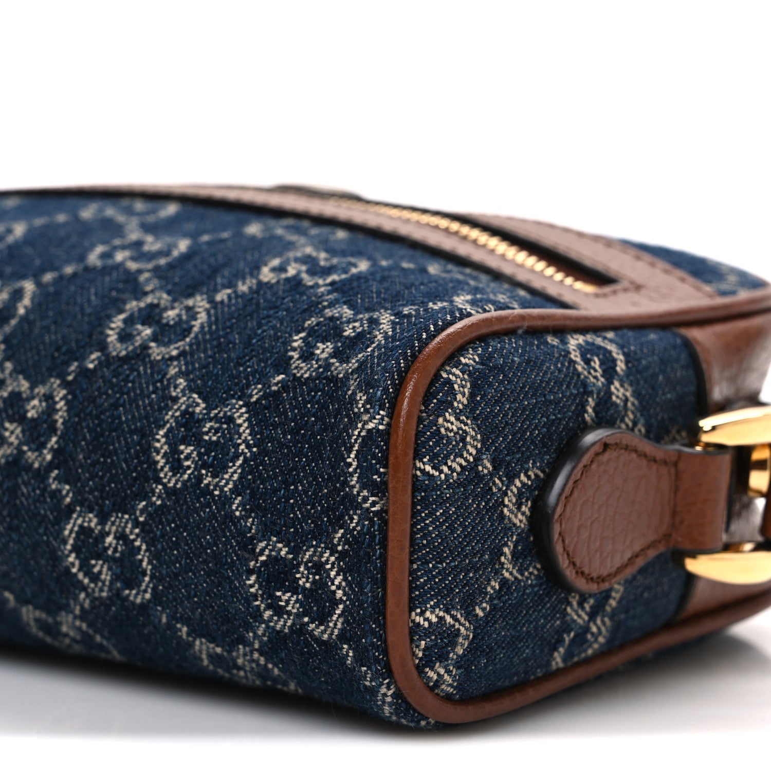 Gucci New Denim GG Monogram Dollar Calfskin Mini Ophidia Shoulder Bag Blue Tea Cuir Epilog 10 of 10