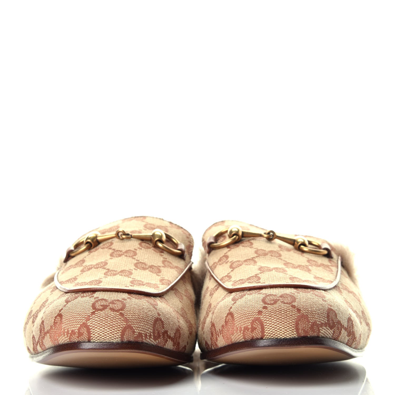 Gucci GG Monogram Fur Mens Princetown Slippers 7 Beige Ruggine Rust 2 of 8