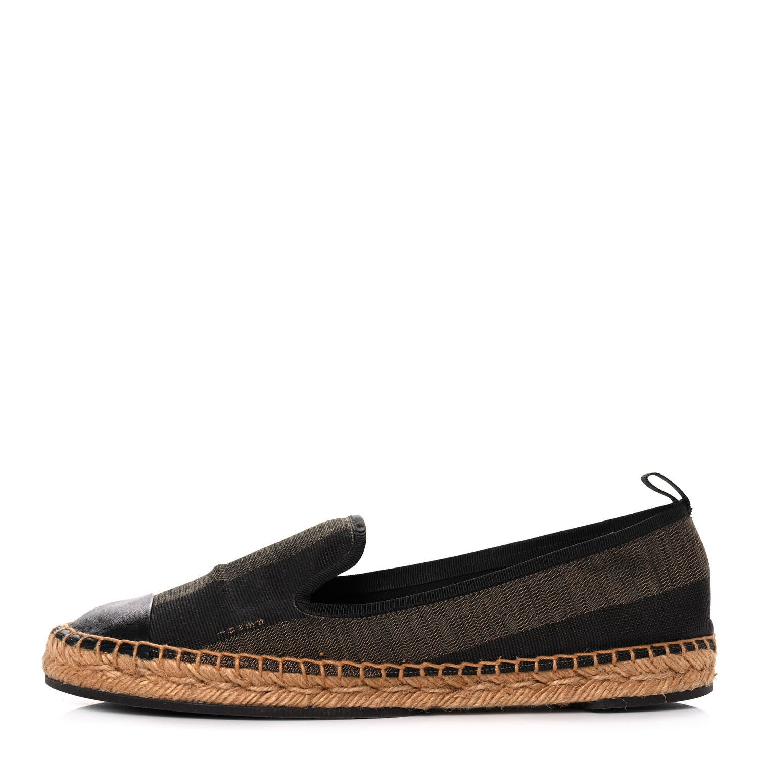 Fendi Canvas Pequin Espadrilles 38 Tobacco Black 1 of 11