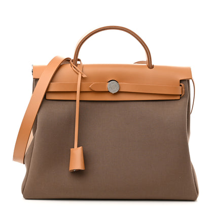 Hermes Military Toile Vache Hunter Herbag Zip Retourne 31 PM Etoupe Dune 3 of 12