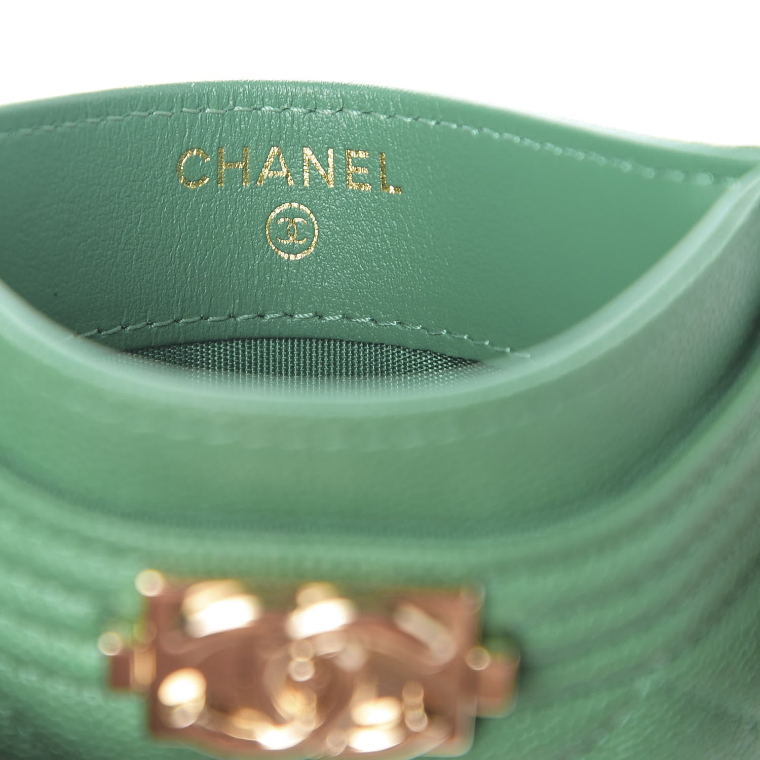 Chanel Caviar Quilted Boy Card Holder Green 5 of 9