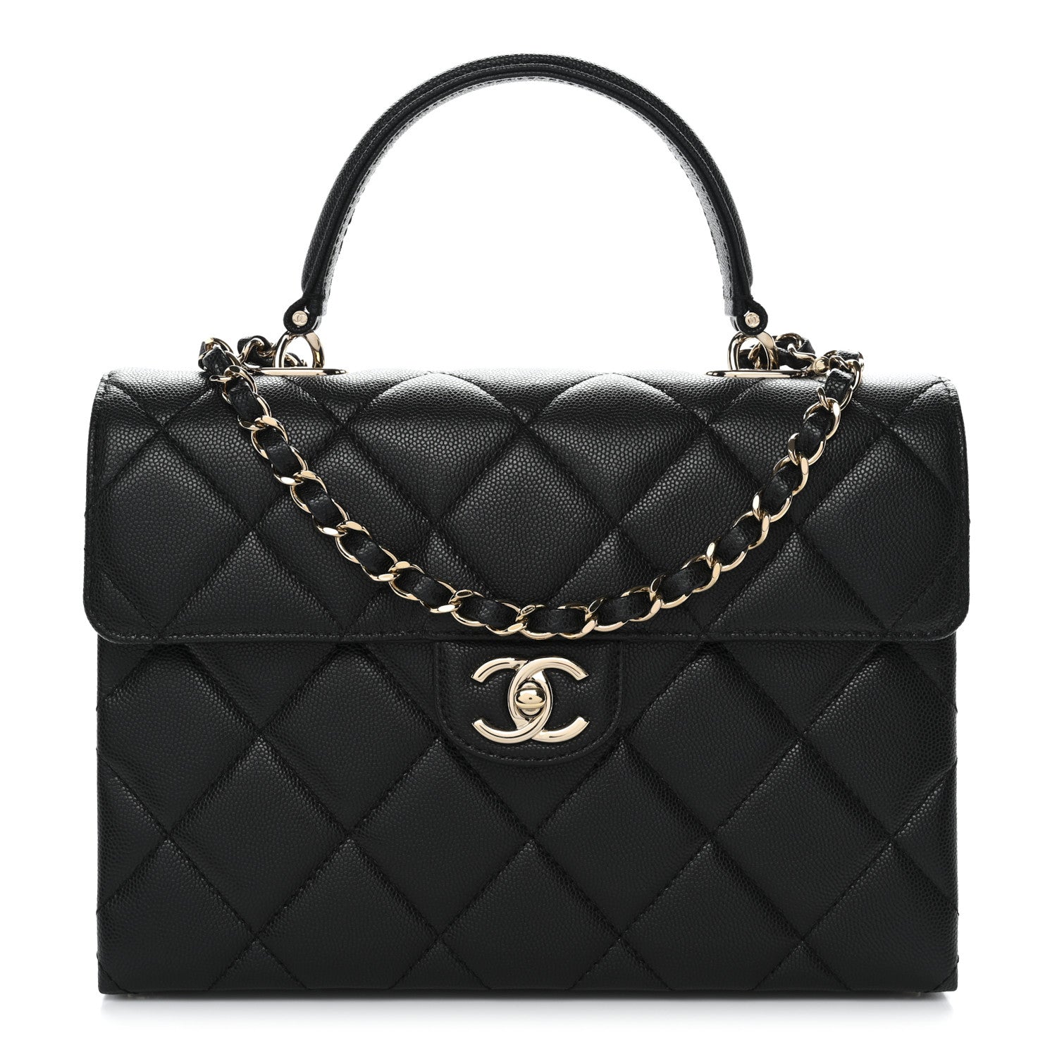 Chanel Caviar Quilted Medium Retro Twist Top Handle Flap Black 1 of 14
