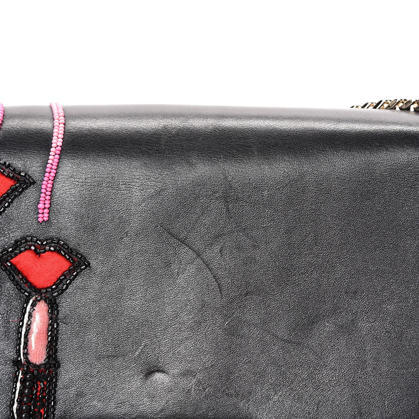 Calfskin Lipstick Small Rockstud Demilune Shoulder Bag Black