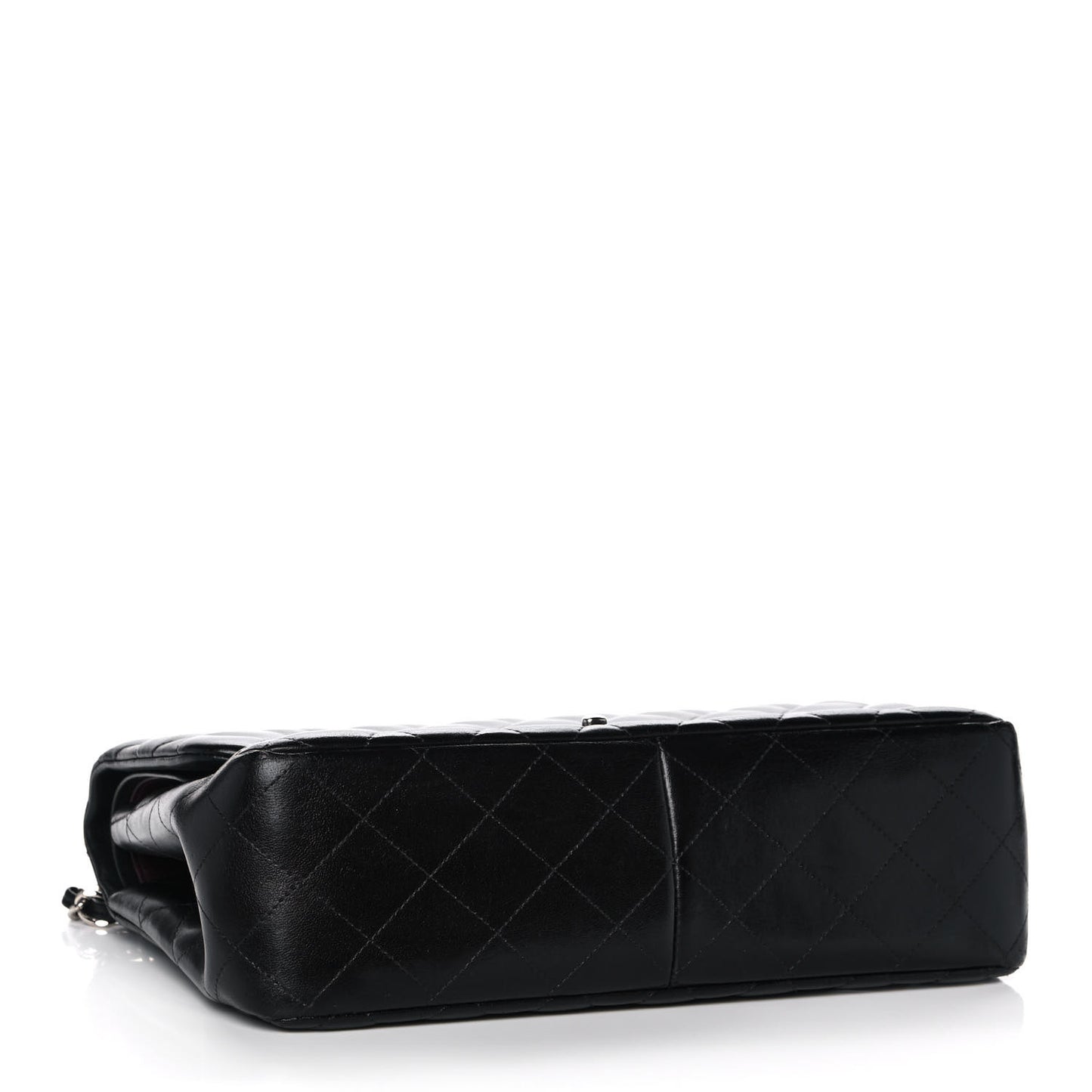 Lambskin Quilted Jumbo Double Flap Black