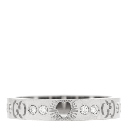 Gucci 18K White Gold Diamond Icon Band Ring 59 8.75 3 of 6