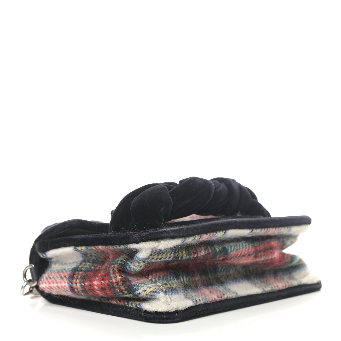 Tartan Chain Flap Bag Black Red Multicolor