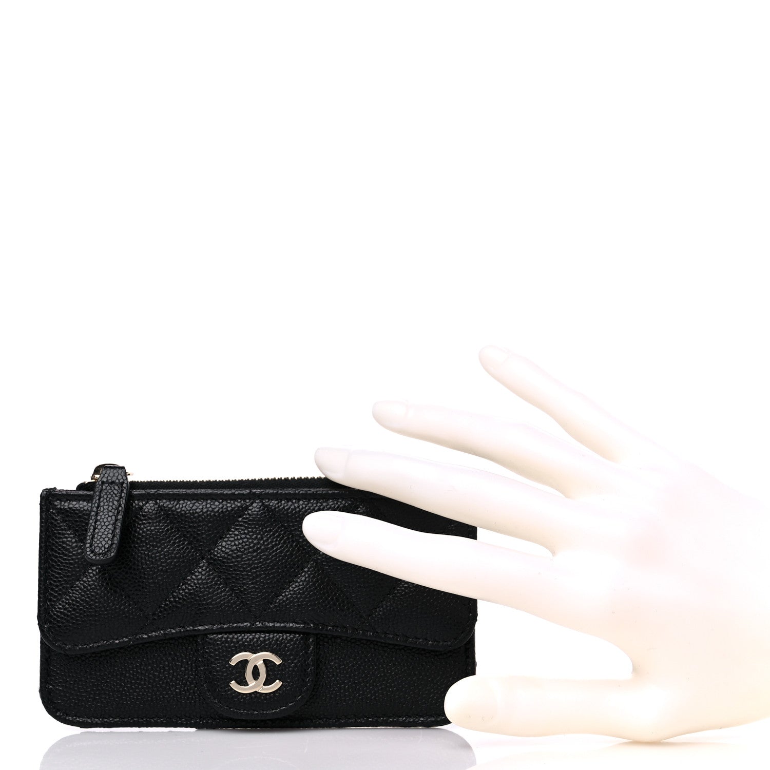 Chanel Caviar Quilted Flap Zip Card Holder Black 2 of 10