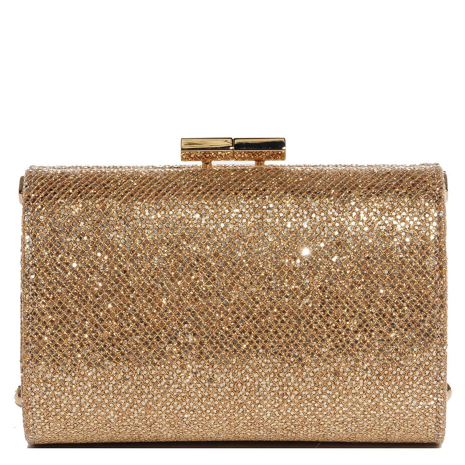 Jimmy Choo Glitter Fabric Mini Tube Clutch Gold 1 of 6