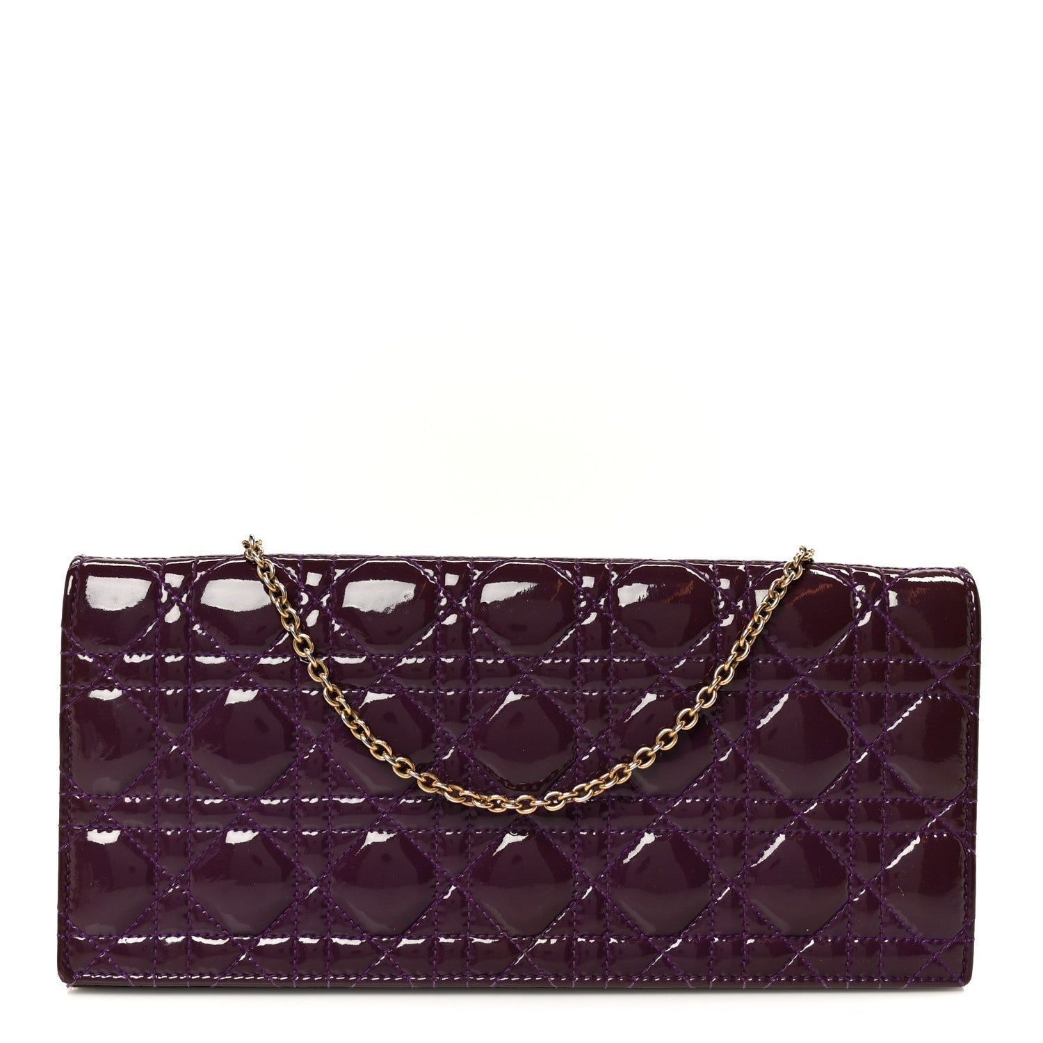 Christian Dior Patent Cannage Lady Dior Convertible Clutch Purple 1 of 12