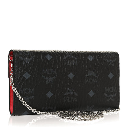 MCM Visetos Large Patricia Wallet On Chain Black Red 2 of 9