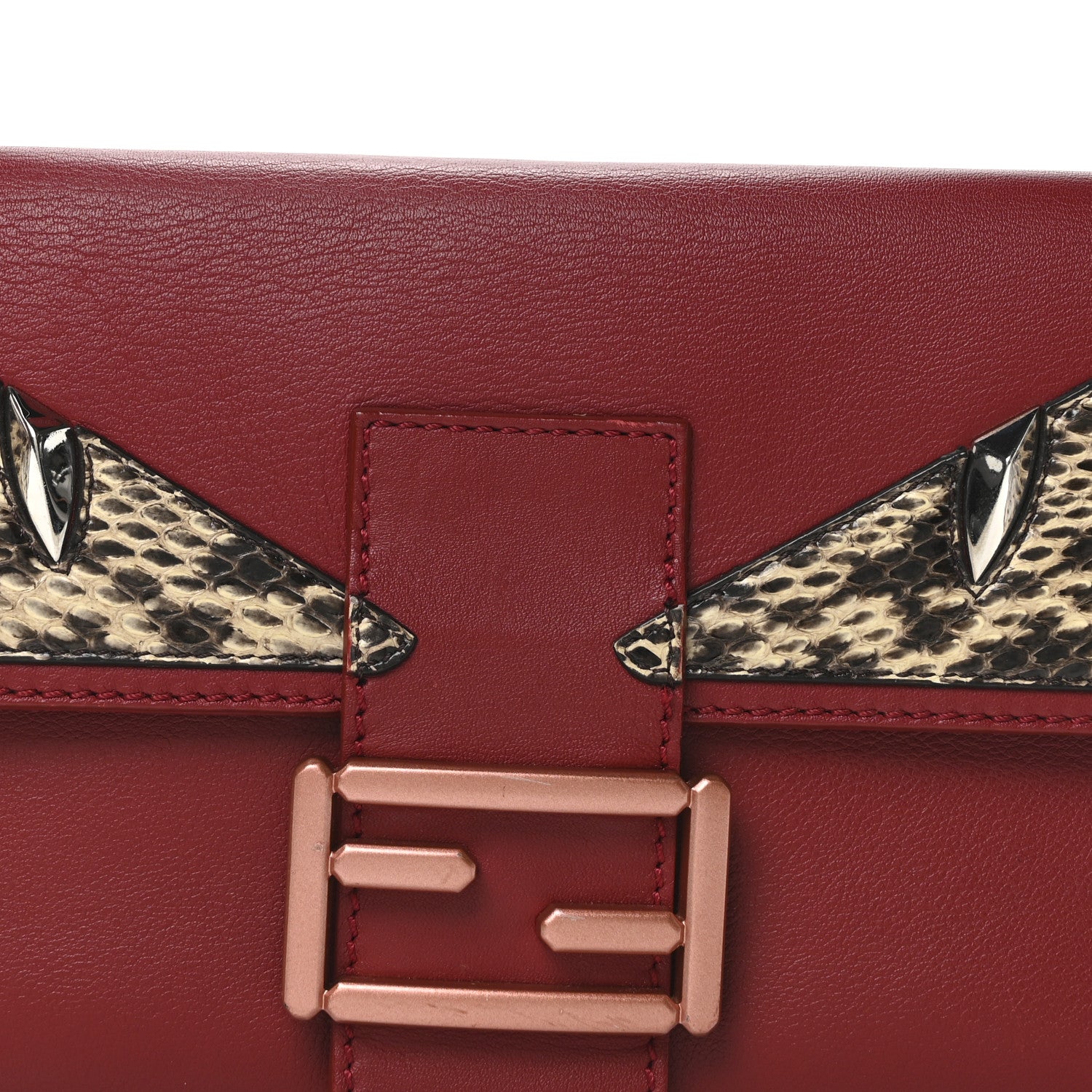 Fendi Vitello Dolce Elaphe Monster Eyes Baguette Ribes Naturale 8 of 10