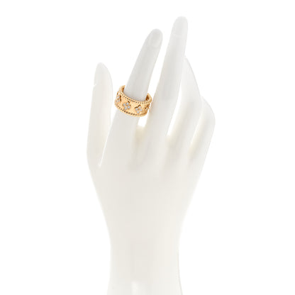 Van Cleef & Arpels 18K Yellow Gold Diamond Perlee Clovers Ring 54 7 2 of 5