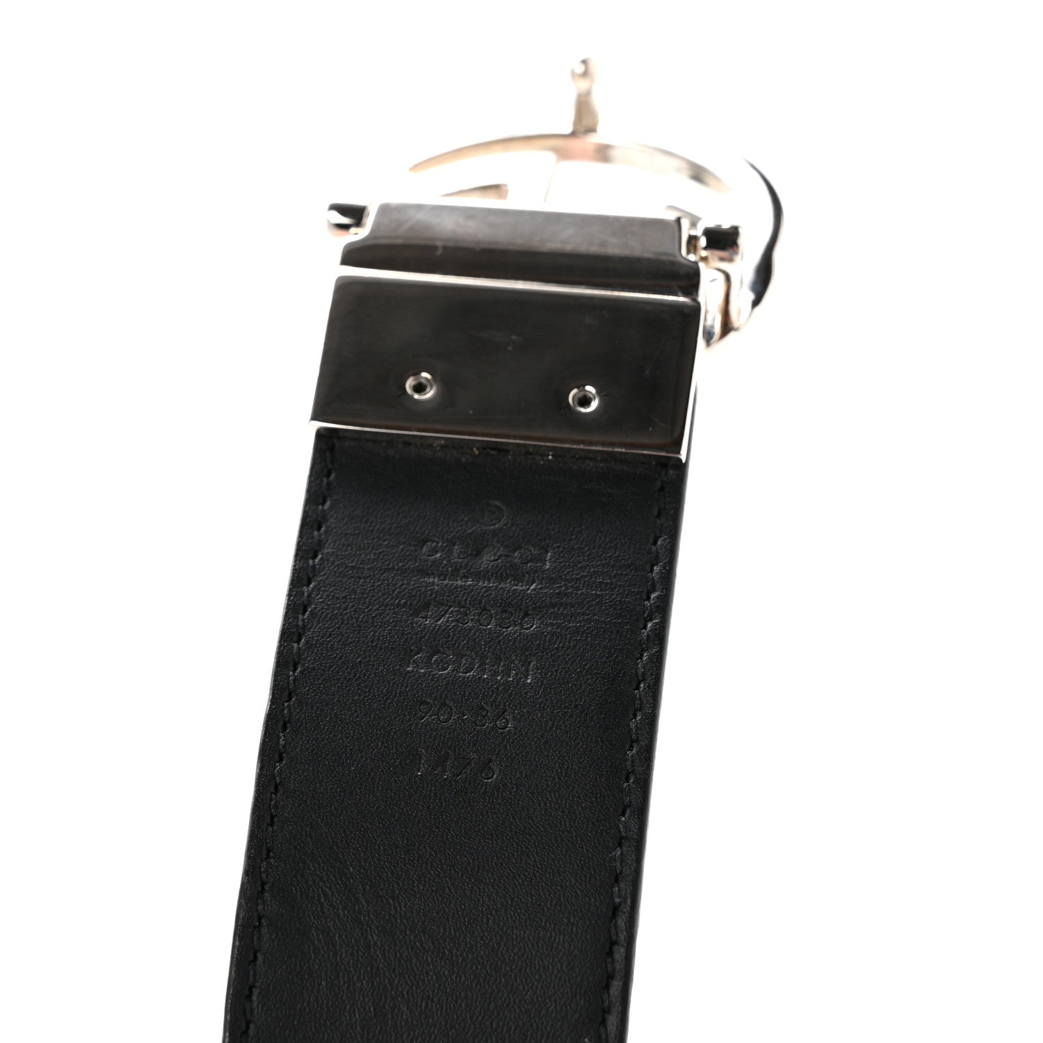 Gucci GG Supreme Monogram Selleria Calfskin Interlocking G Reversible 37mm Belt 90 36 Beige Ebony Black 5 of 8