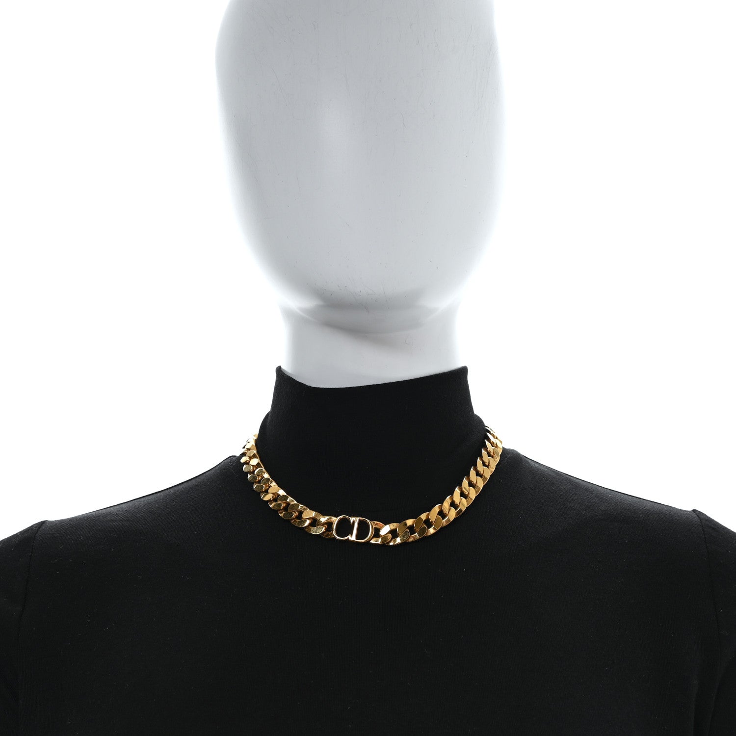 Christian Dior Metal Danseuse Etoile Chain Choker Necklace Gold 2 of 4