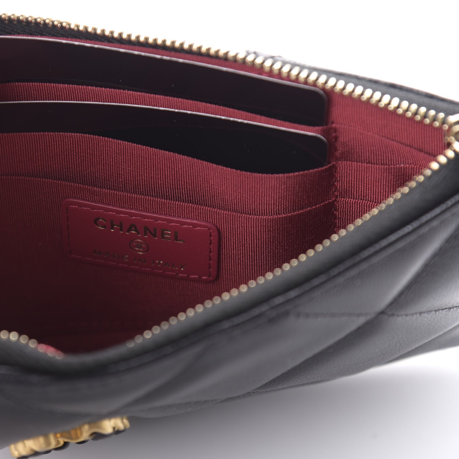 Chanel Goatskin Quilted 19 Flat Wallet Pouch Black 8 of 10