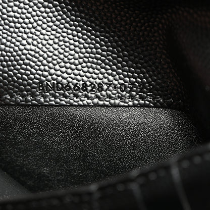 Saint Laurent Grain De Poudre Matelasse Chevron Monogram Zipped Two-Part Wallet Black 7 of 8