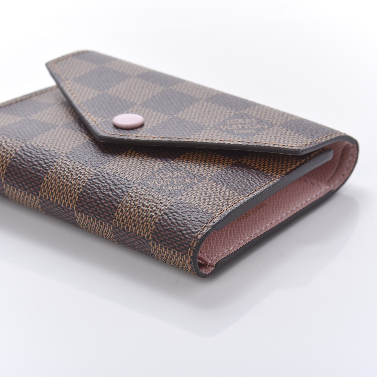 Louis Vuitton Damier Ebene Victorine Wallet Rose Ballerine 7 of 9