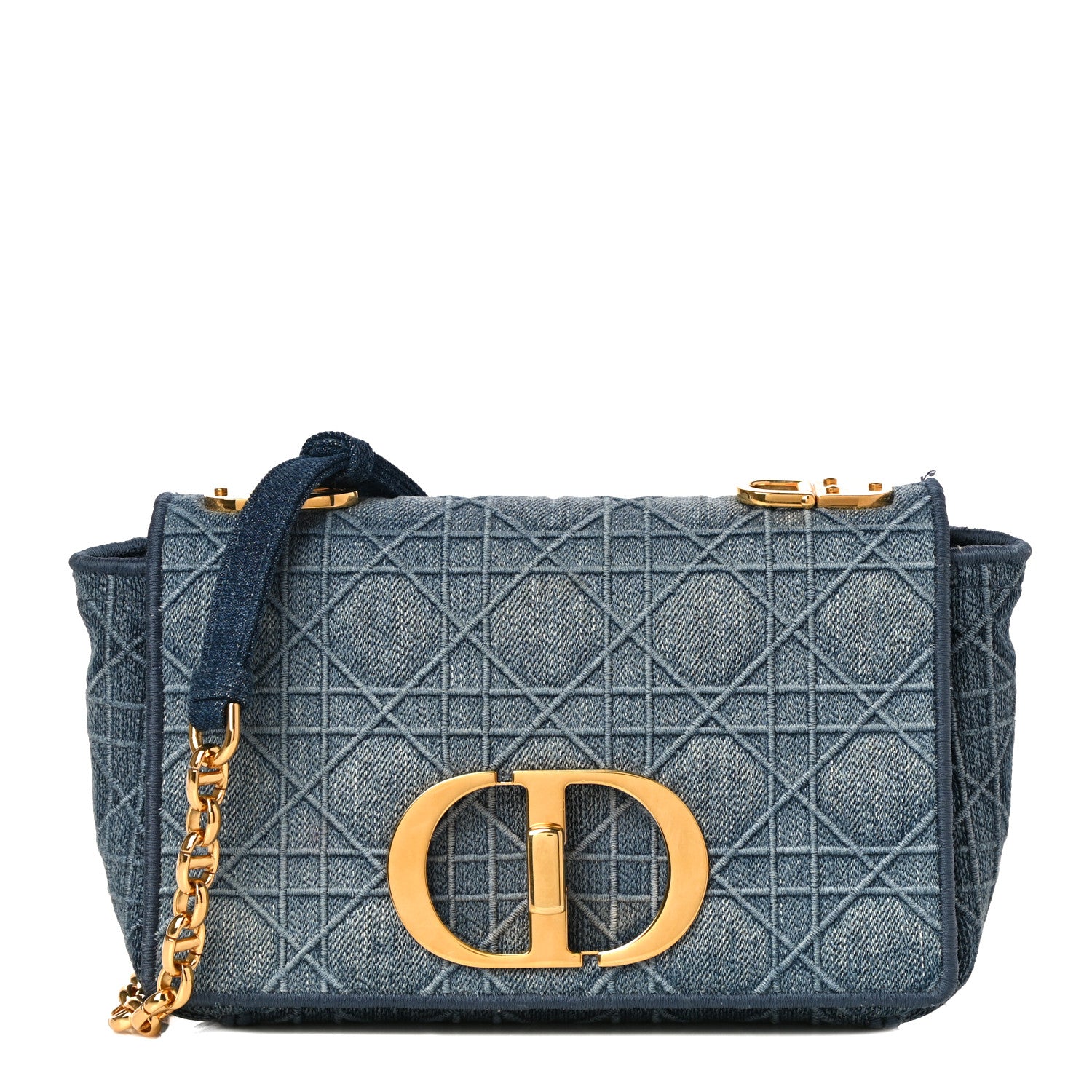 Christian Dior Denim Cannage Small Caro Bag Blue 1 of 9