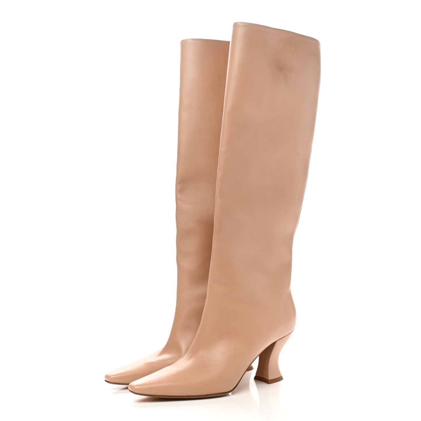 Lambskin Almond Tall Boots 39 Cipria
