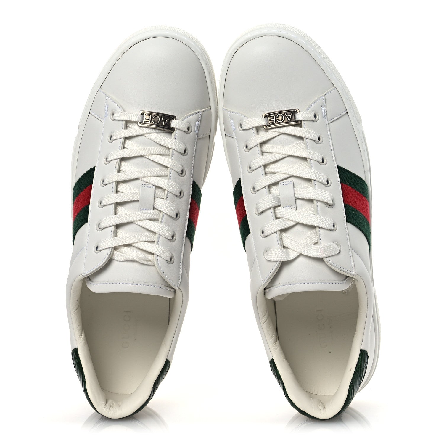 Gucci Calfskin Crocodile Web Womens Ace Sneakers 39.5 White Green 2 of 12