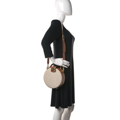 Salvatore Ferragamo Calfskin Canvas The Studio Round Crossbody Tan 3 of 12