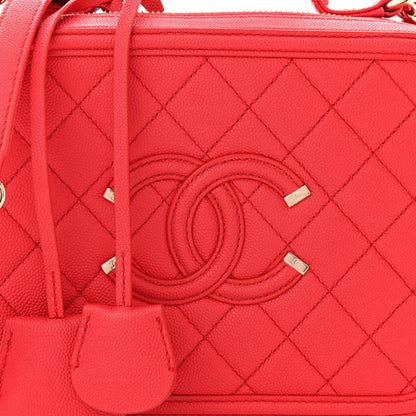 Chanel Caviar Quilted Medium CC Filigree Vanity Case Red 8 of 11