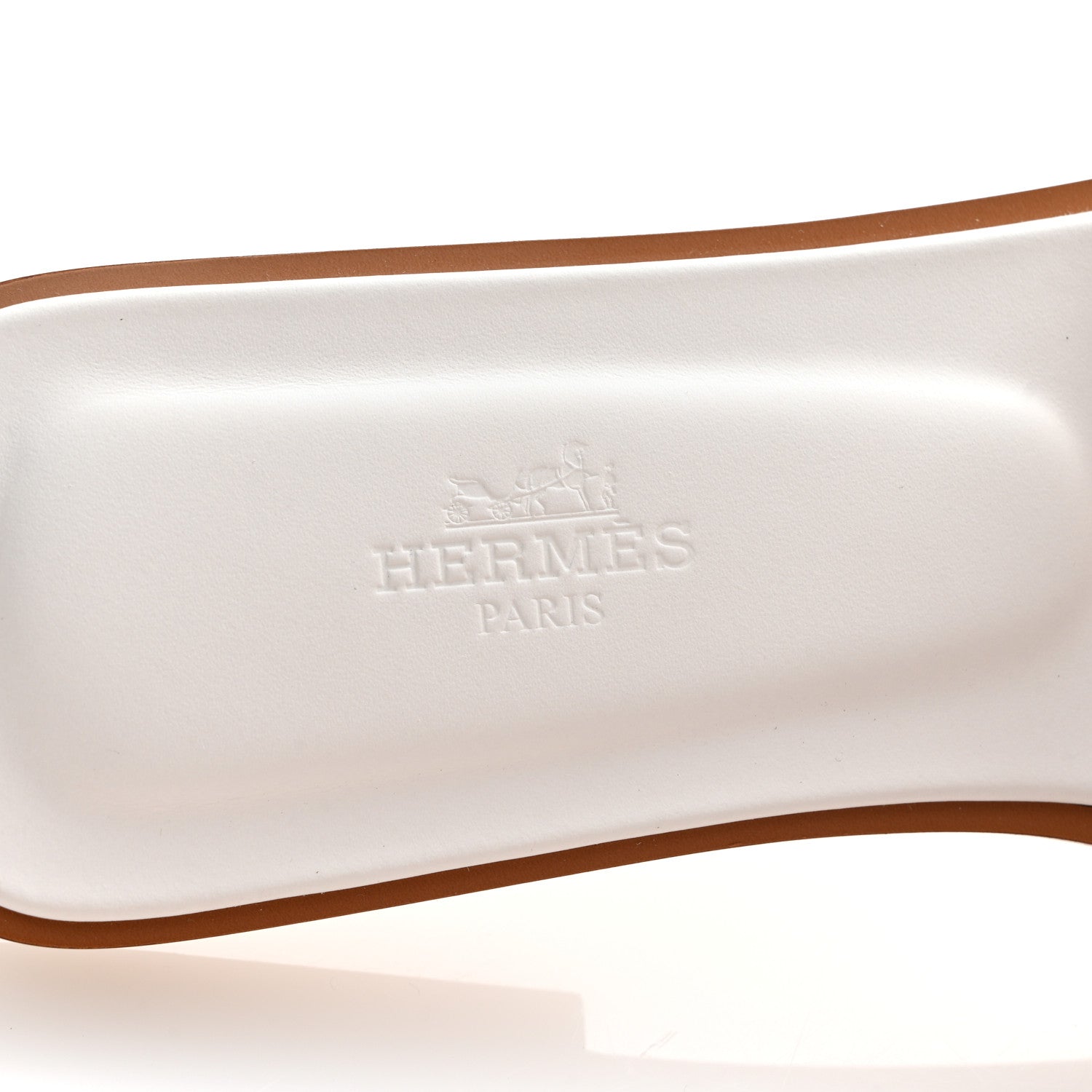Hermes Box Calfskin Oran Sandals 38.5 White 8 of 10