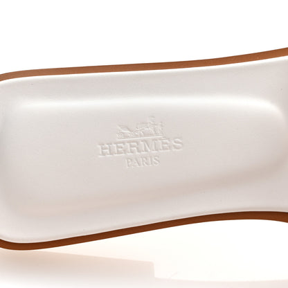 Hermes Box Calfskin Oran Sandals 38.5 White 8 of 10