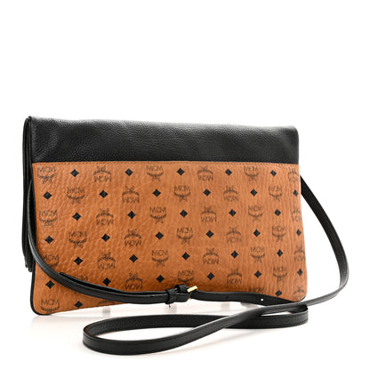 MCM Visetos Corina Foldover Crossbody Bag Cognac Black 3 of 11