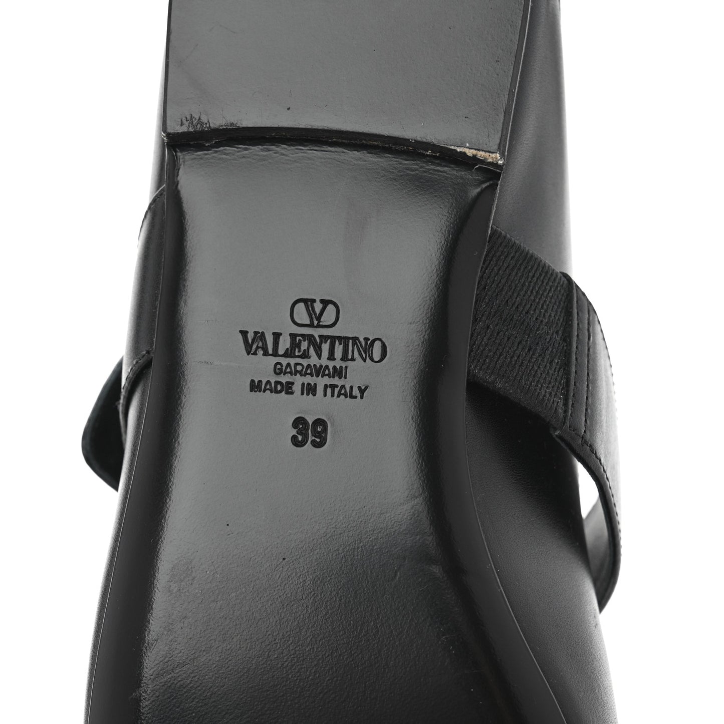 Calfskin VLogo Locker Mary Jane Ballerina Flats 39 Black