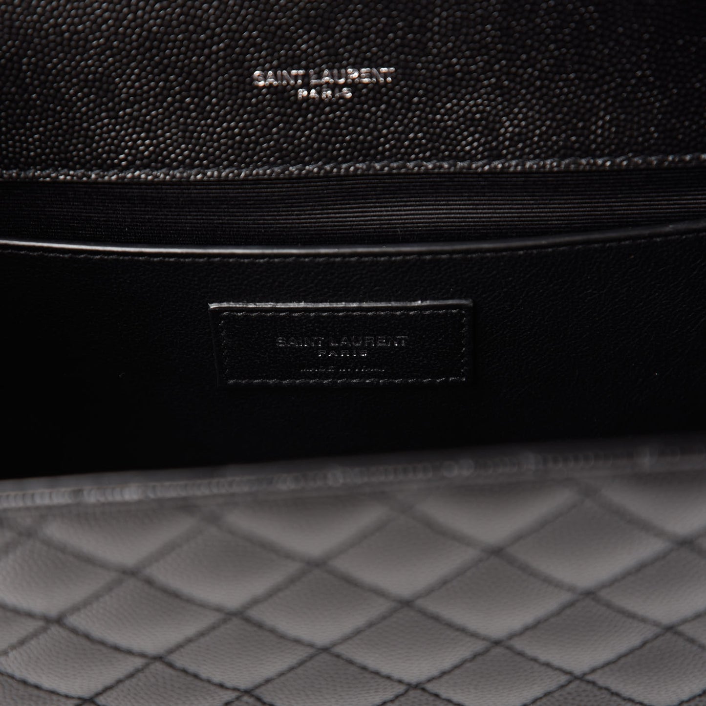 Grain De Poudre Textured Mixed Matelasse Triquilt Medium Monogram Satchel Black