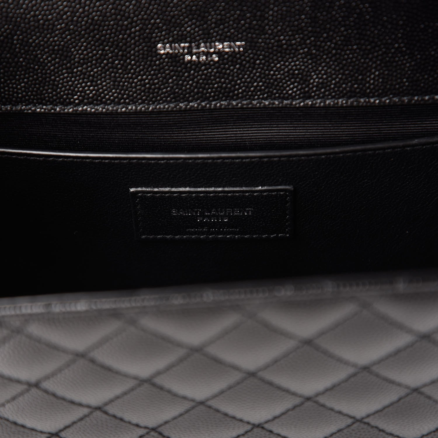 Saint Laurent Grain De Poudre Textured Mixed Matelasse Triquilt Medium Monogram Satchel Black 8 of 10