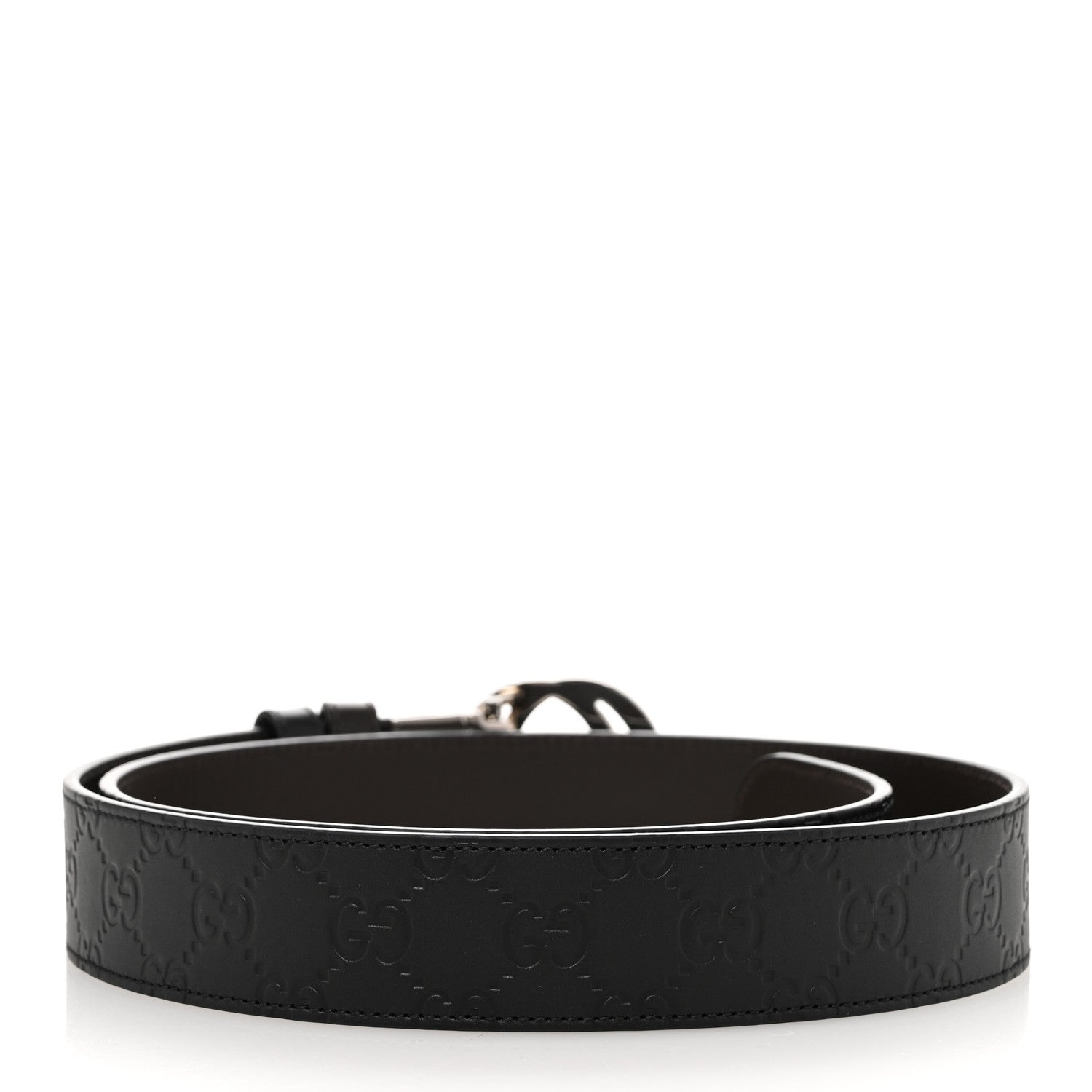 Gucci Guccissima Signature Interlocking G Reversible 37mm Belt 95 38 Black Cocoa 2 of 8