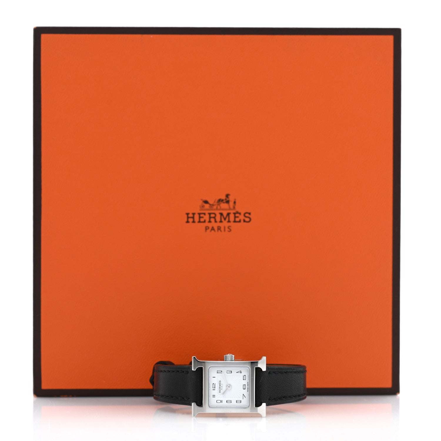 Hermes Stainless Steel Swift 17.2mm Heure H Hour Watch Noir 5 of 5