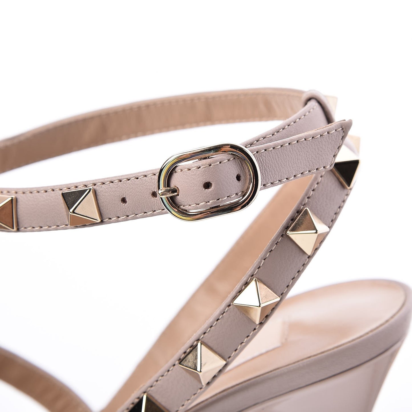 Patent Nappa Rockstud Ankle Strap 100mm Pumps 39.5 Poudre
