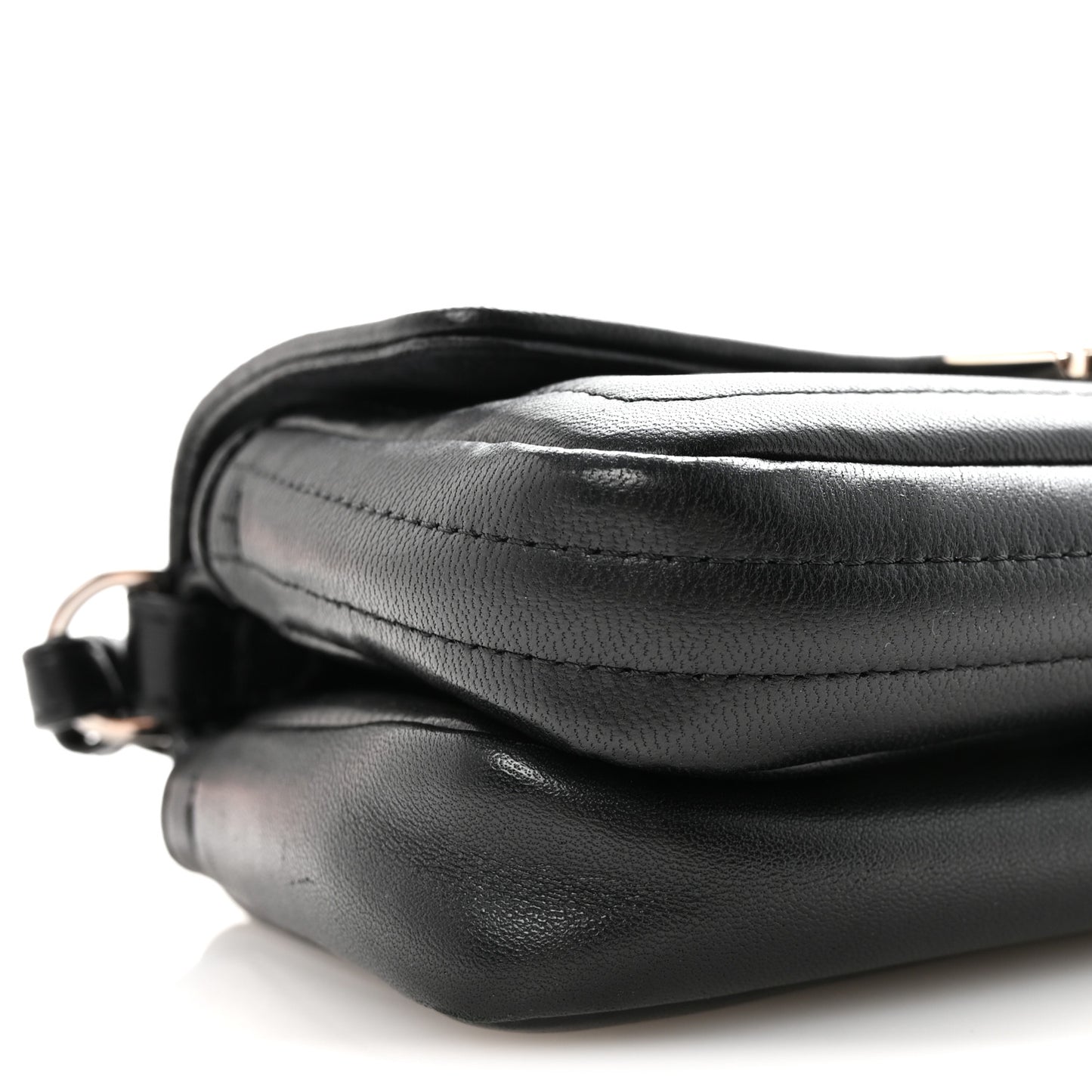 Shiny Nappa Trapuntata Micro Double Baguette Black
