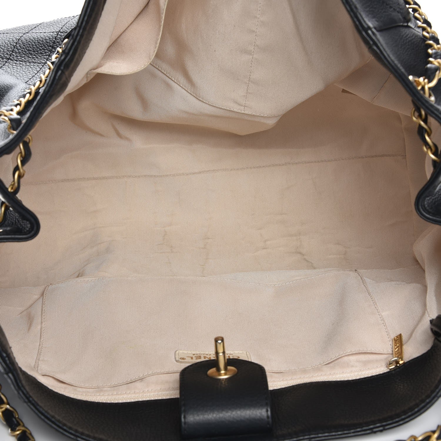 Chanel Grained Calfskin Stitched Large Supple Rock Shopping Tote Black 5 of 8