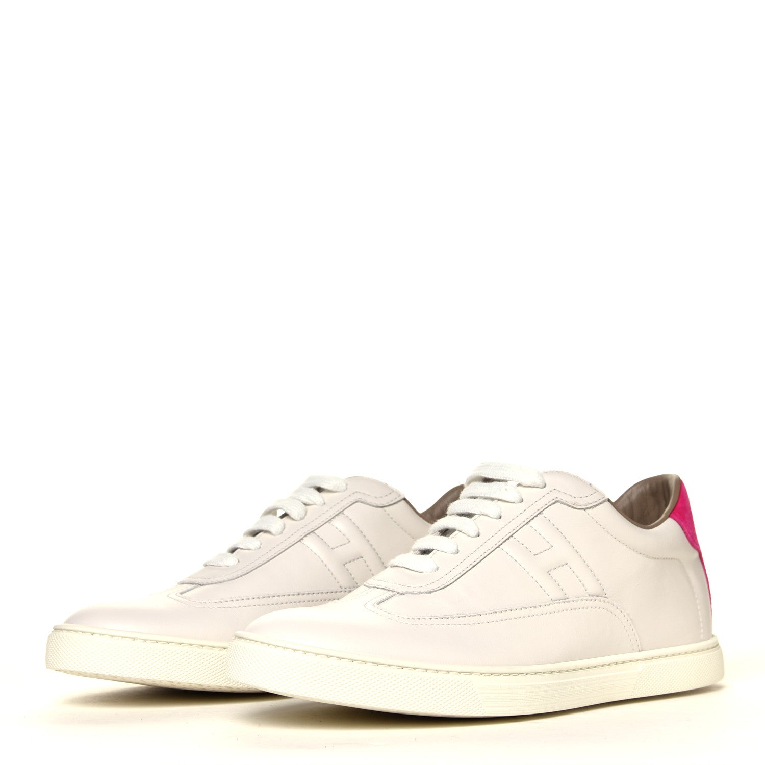 Hermes Calfskin Quicker Sneakers 38 White Rose Fuchsia 2 of 6