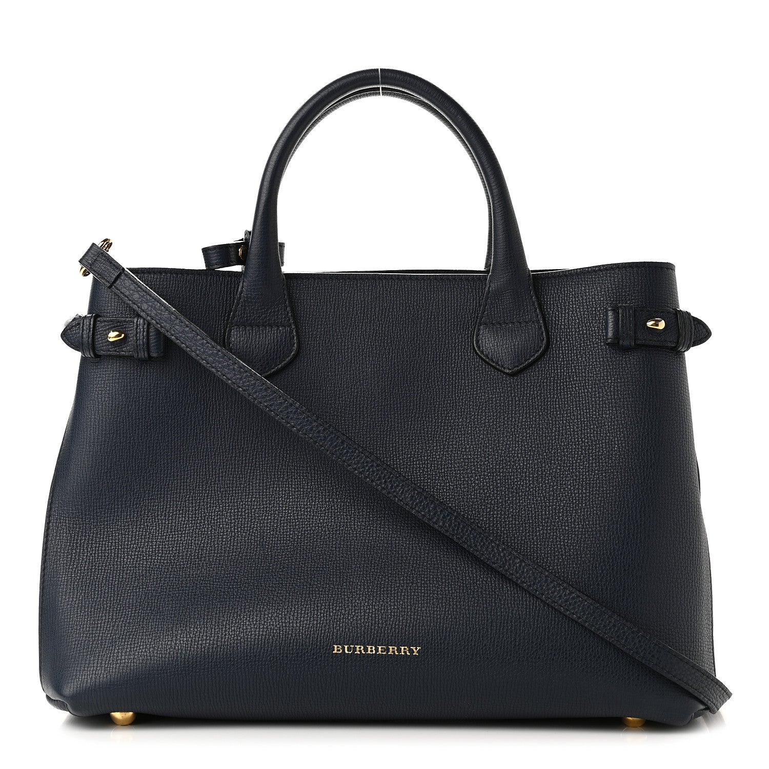 Burberry Grainy Calfskin House Check Medium Banner Tote Ink Blue 1 of 12