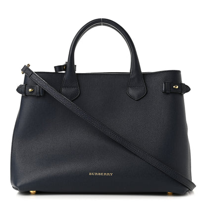 Burberry Grainy Calfskin House Check Medium Banner Tote Ink Blue 1 of 12